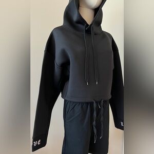 Roma Concept by rosee cropped hooded neoprene-like hoodie size L, worn condition